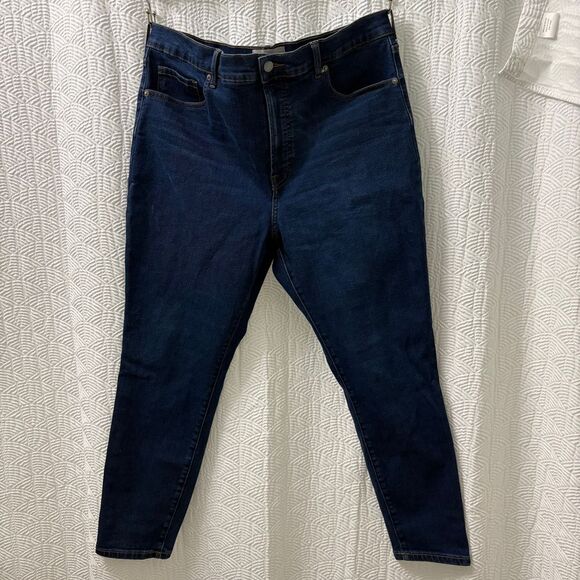Everlane Women 33 Blue Dark Wash Denim Cotton Blend High Rise Skinny Ankle Jeans - Picture 1 of 7